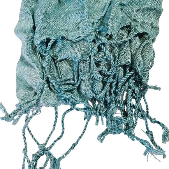 Taleen Aqua Turquoise Scarf Blue Shimer Head Wrap Pashima Stole Bohemian Hijab - Picture 5 of 8